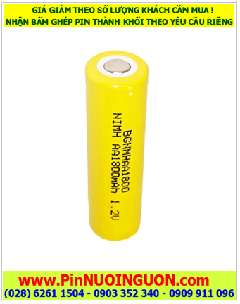CELL NiCd AA1800mAh 1.2v, Pin sạc NiCd AA1800mAh 1.2v, Pin sạc công nghiệp đầu bằng NiCd AA1800mAh 1.2v